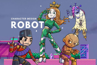draw cute mecha robot mascot cartoon character in my style