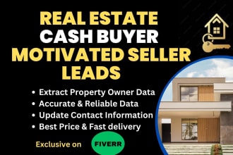 provide real estate motivated seller and cash buyer leads with skip trace