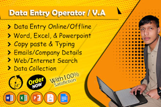 be your virtual assistant for, data entry, word, excel, etc