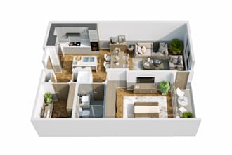 make 3d floor plan apartment and realistic rendering
