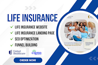 build a professional life insurance website, insurance website or landing page