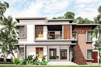 design modern house front 3d elevation exterior 3d renders