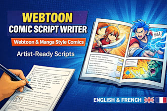 write comic book script, webtoon, manga, graphic novels ready for artists
