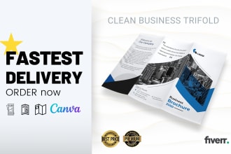 design clean trifold, bifold brochure, flyer, using canva with qr code