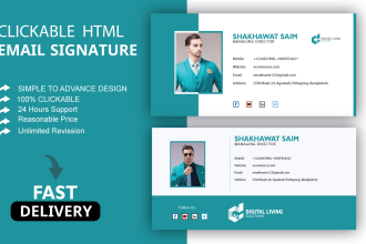 design clickable HTML email signature for your business gmail outlook
