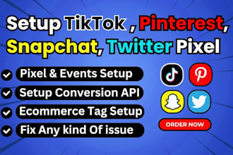 install tiktok pixel, pinterest tag, and snapchat pixel for an improved campaign