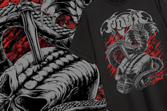 draw dark art, doom, stoner rock style for tshirt