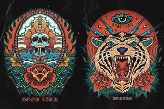 draw unique illustration tattoo for your t shirt sticker