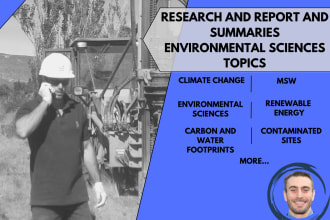 do research and reports of environmental sciences topics