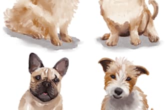 draw realistic watercolor portrait of your pet, dog, and cat
