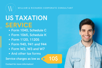 fill and file all US tax forms 1040, 1065, 1120 w2