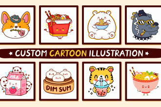 create cute kawaii cartoon character illustration