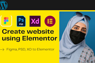convert figma, PSD, xd, to wordpress using elementor