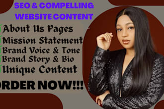 write brand stories, about me pages, company names, business