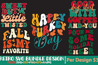 do retro wavy svg bundle design, sublimation design