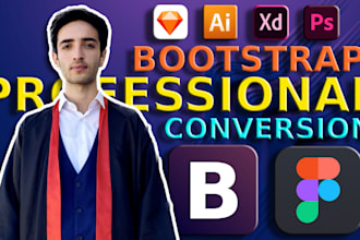convert xd to html, figma to html, psd to html responsive bootstrap 5