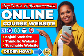 build online course website, samcart, thinkific, kajabi and teachable website