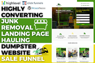 design junk removal landing page hauling website junk removal leads funnel