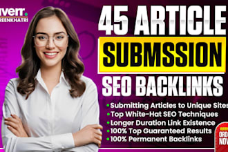 45 high quality article submission backlinks
