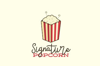 design beautiful unique nice popcorn logo unlimited revisions