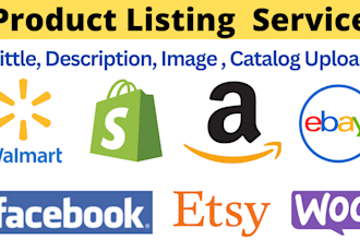 do product listings on amazon, walmart, ebay, etsy, shopify