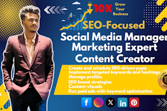 be a SEO focused social media manager, marketing expert and content creator