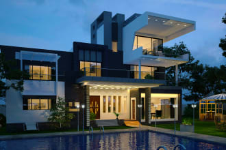 make 3d realistic rendering of house , apartment and commercial building