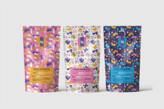 do impressive product label, pouch design with 3d mockup