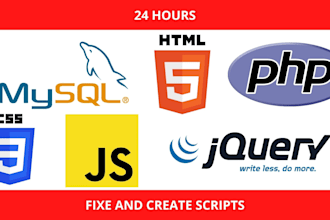 write or fix any php html css javascript and sql scripts