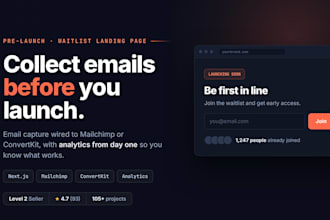 build a pre launch landing page with email signup and countdown