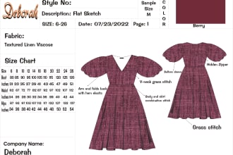 do fashion  tech pack technical drawing and flat sketch