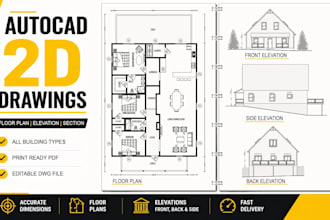 be your autocad draftsman for 2d floor plans, elevations and sections