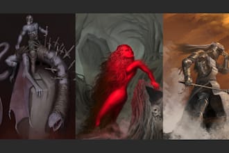 do sci fi horror and fantasy scene concept art illustrations
