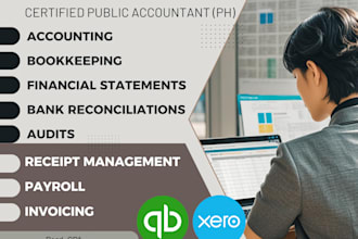 prepare accounting, financial statements, reconcile bank accounts, and audits
