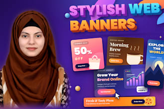 design website banner, hero section and social media post graphics