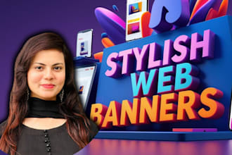 do stylish web banner, header, social media post and website cover