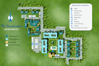 draw professionally 2d site plan illustration and vector map