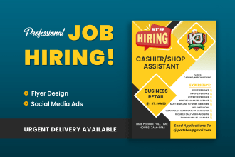 business flyer, job posting, marketing and job hiring ads design