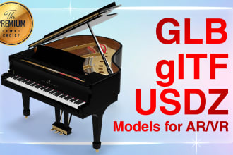 make realistic 3d glb, gltf and usdz models for ar and vr