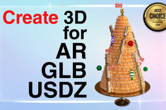 create fast gltf, glb, nft, usdz 3d model for ar, VR