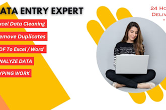 do data entry, data cleaning, excel, data excel work