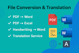 convert PDF to word, scan pdf to excel, handwriting to word, translate any file