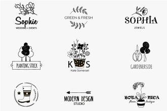 design a feminine botanical flower hand drawn logo