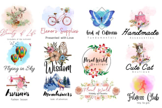 design elegant sophisticated boho watercolor logo in 24 hours