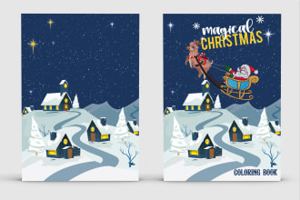 design christmas coloring and activity book cover with interior design for kids