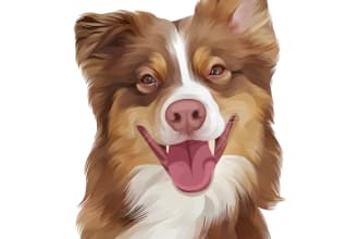 draw pet animals in vector art illustration style