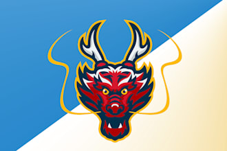 design dragon head mascot logo with my creative thinking