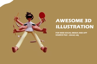 design 3d illustrations for website and social media