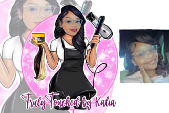 draw nail salon logo, custom portrait, digital portrait