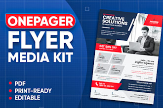 design one pager, media kit or marketing flyer